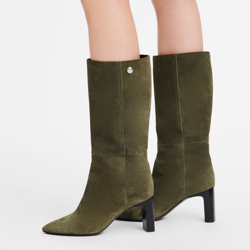 Longchamp Allure Heel Stiefel Damen Khaki | Deutschland-937CGPWEN