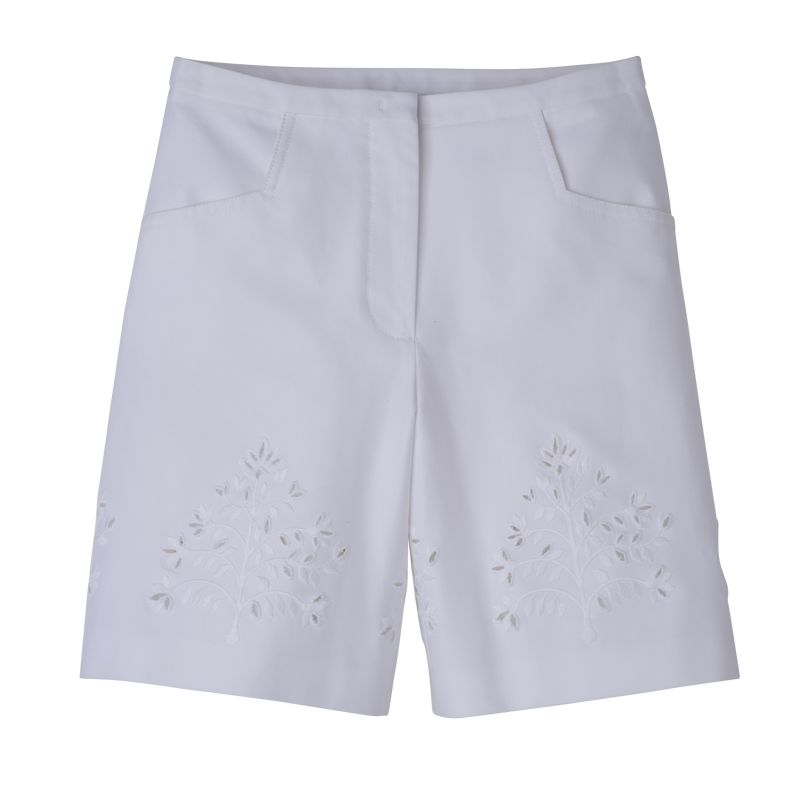 Longchamp Bermuda Kurze Hose Damen Weiß | Deutschland-307EVOMKC