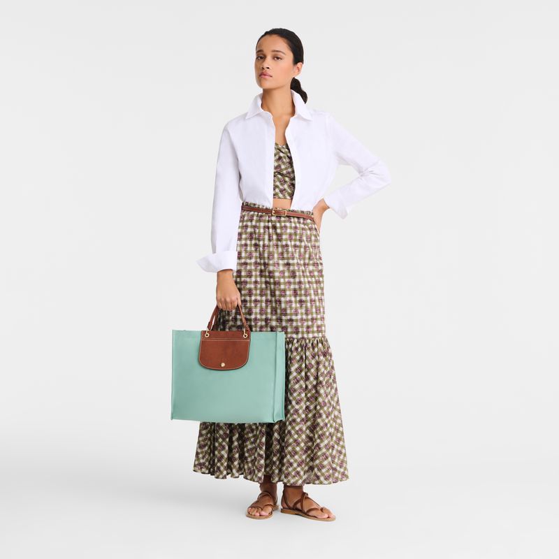 Longchamp Cabas L Tragetasche Damen Blau Grün | Deutschland-613CUOXSD