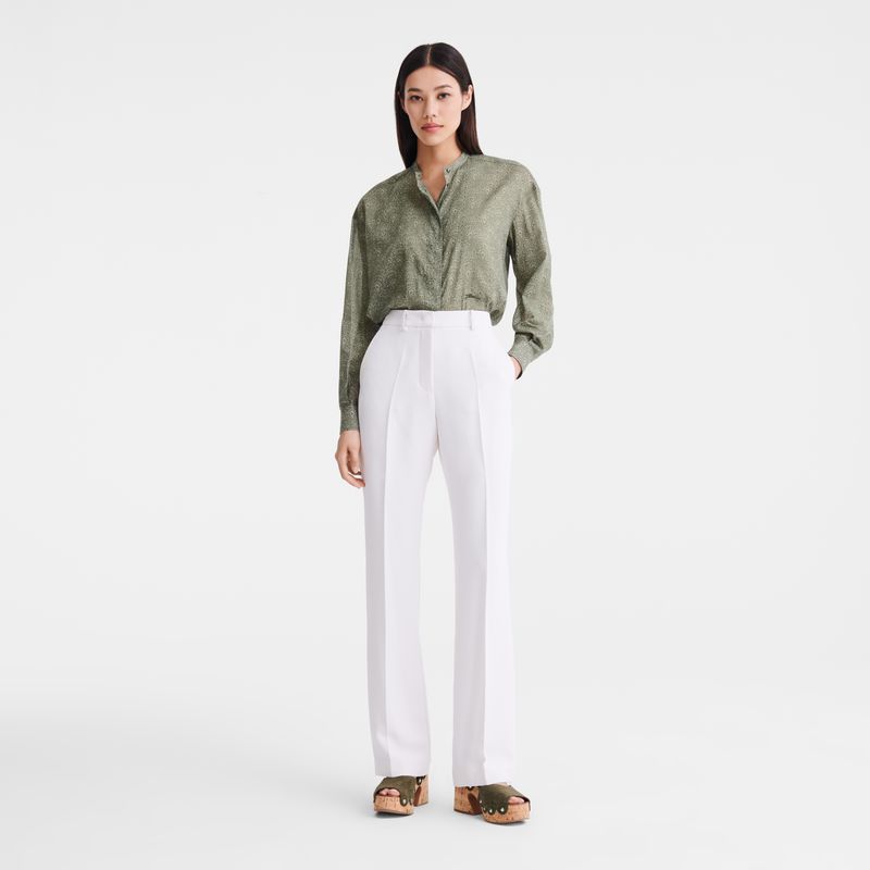Longchamp Crepe Hose Damen Weiß | Deutschland-129LHOQSY