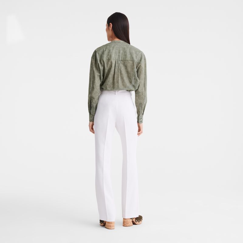 Longchamp Crepe Hose Damen Weiß | Deutschland-129LHOQSY