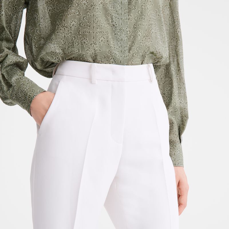 Longchamp Crepe Hose Damen Weiß | Deutschland-129LHOQSY