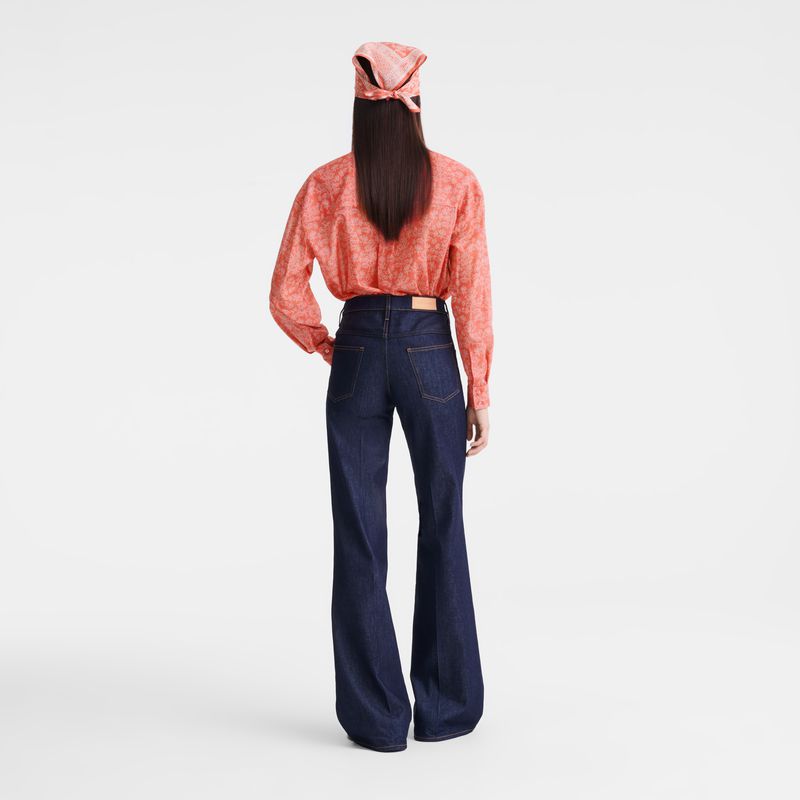Longchamp Denim Jeans Damen Blau | Deutschland-908URCOWH