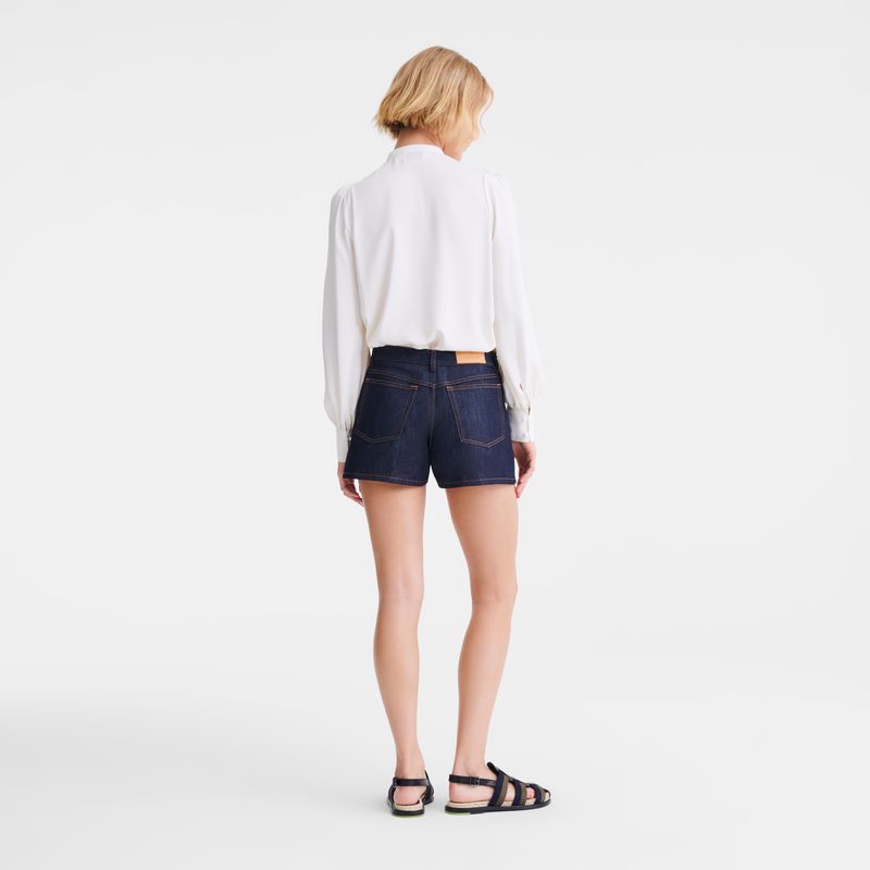 Longchamp Denim Kurze Hose Damen Blau | Deutschland-529JHGRSA