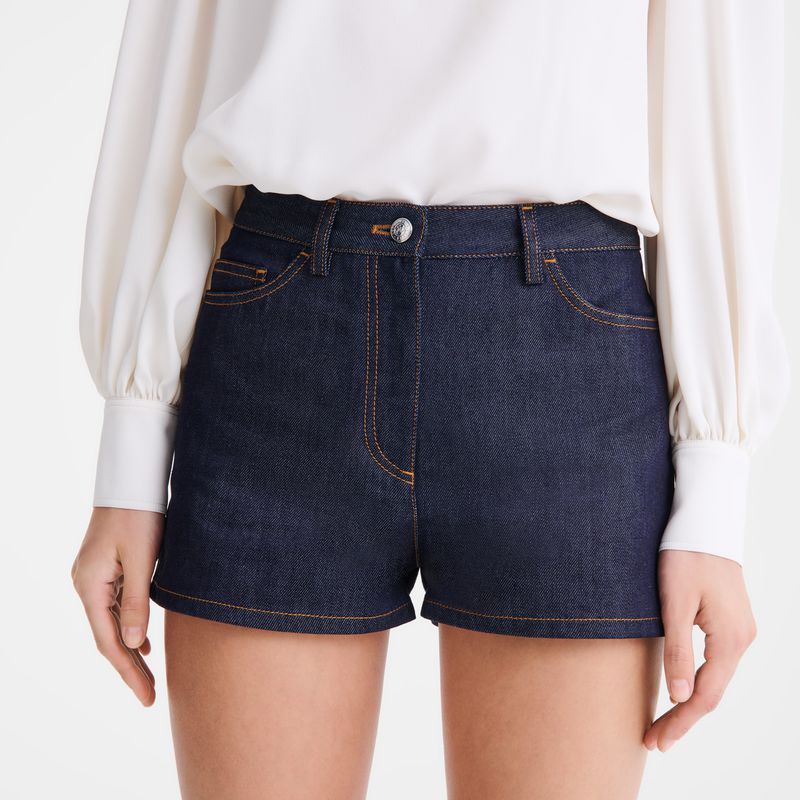 Longchamp Denim Kurze Hose Damen Blau | Deutschland-529JHGRSA