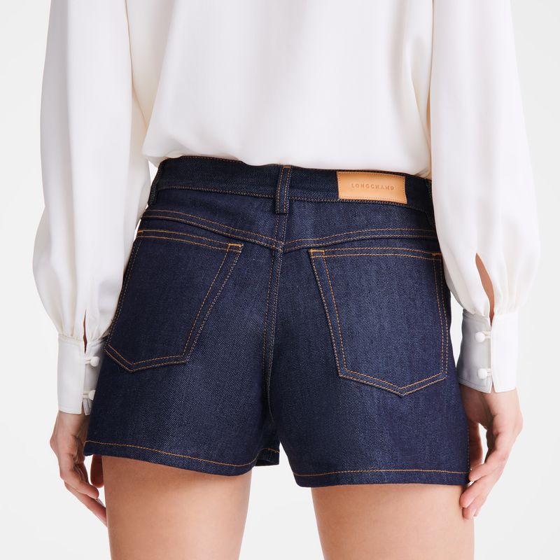 Longchamp Denim Kurze Hose Damen Blau | Deutschland-529JHGRSA