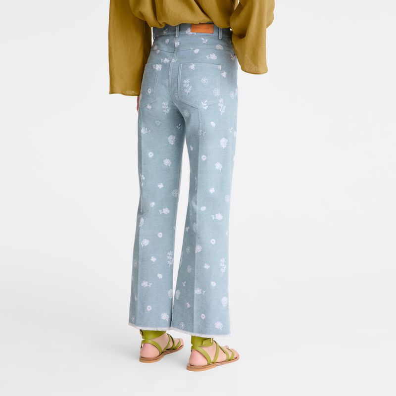 Longchamp Embroidered Denim Jeans Damen Blau | Deutschland-263AXNPWE