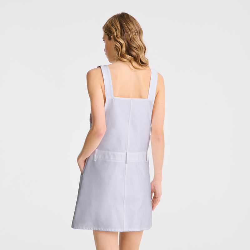 Longchamp Embroidered Gabardine Kleid Damen Weiß | Deutschland-678NUFMED