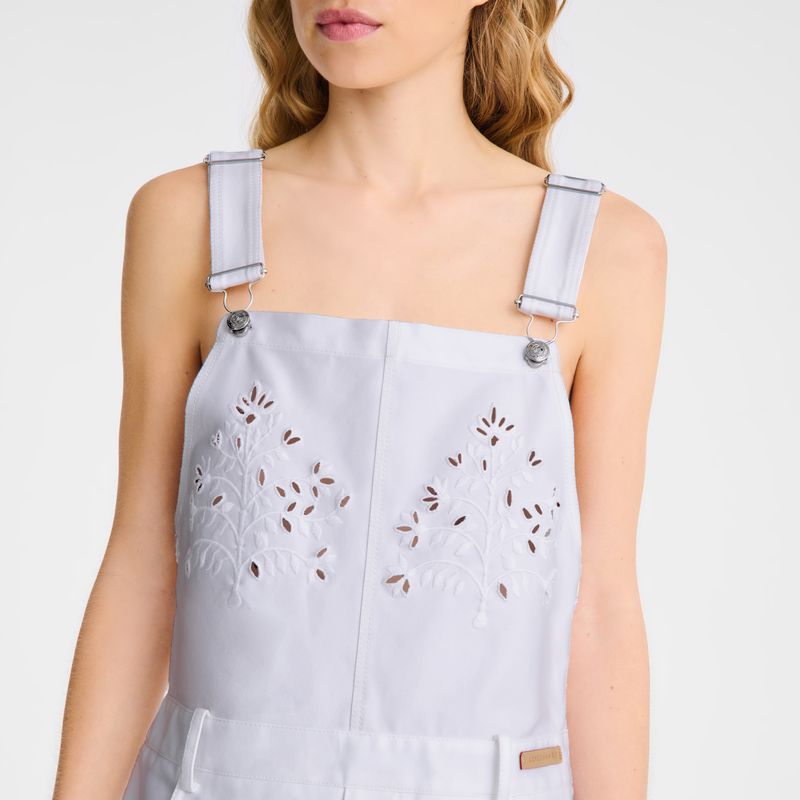 Longchamp Embroidered Gabardine Kleid Damen Weiß | Deutschland-678NUFMED