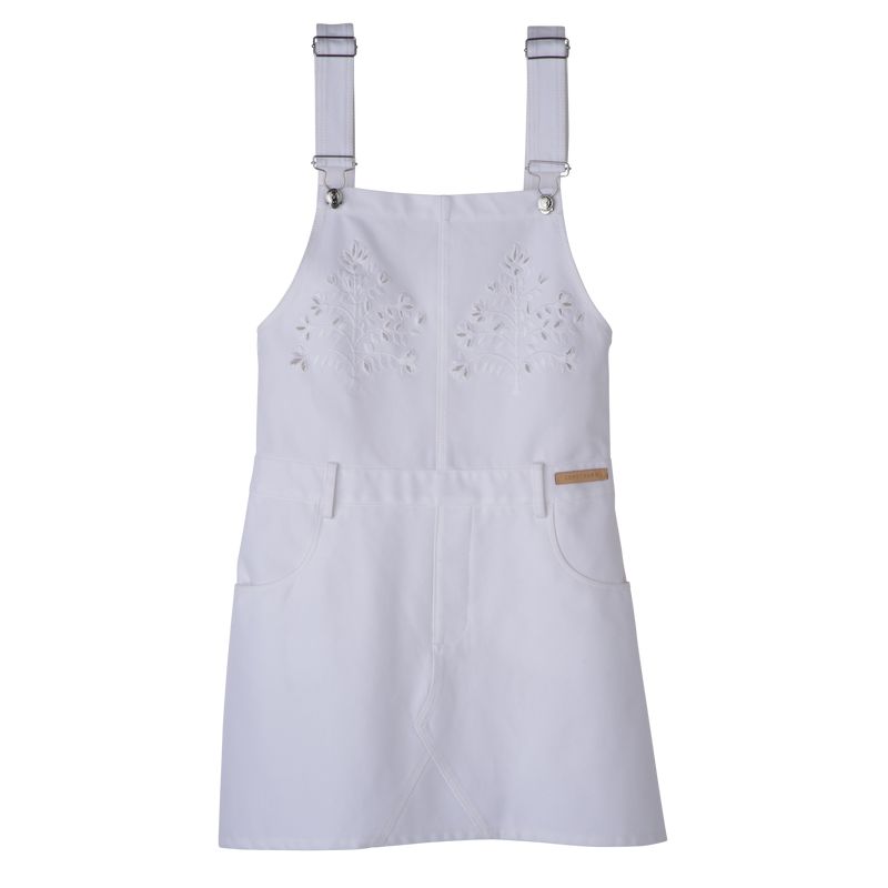 Longchamp Embroidered Gabardine Kleid Damen Weiß | Deutschland-678NUFMED