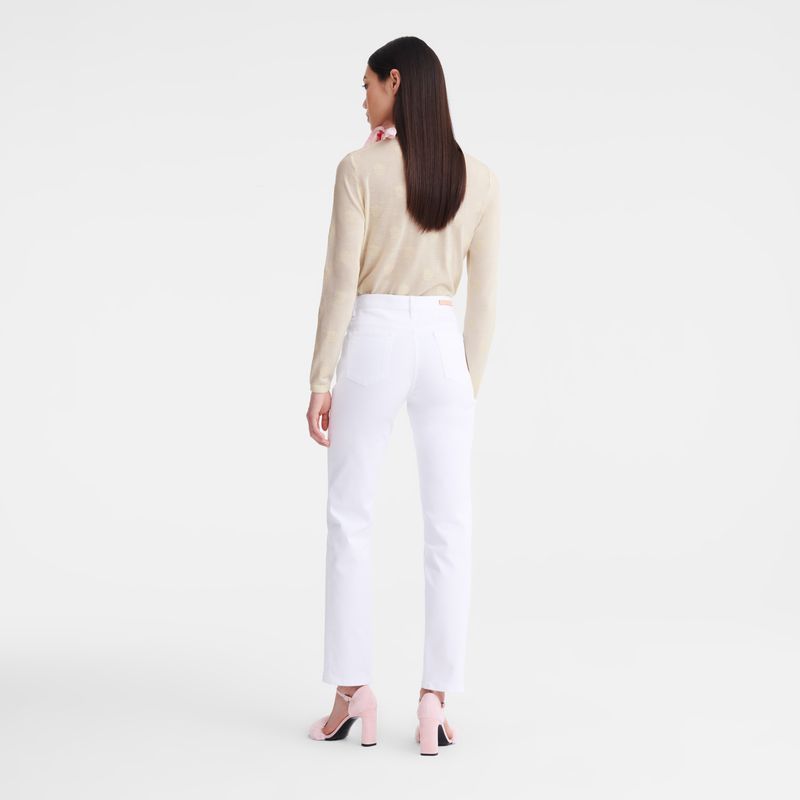 Longchamp Gabardine Hose Damen Weiß | Deutschland-613XNQBFR