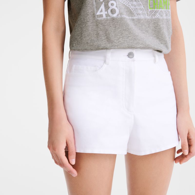 Longchamp Gabardine Kurze Hose Damen Weiß | Deutschland-469YNLMXH