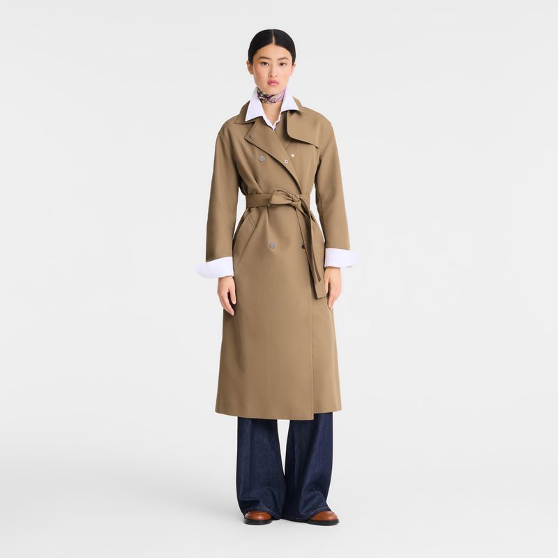 Longchamp Gabardine Trenchcoat Damen Braun | Deutschland-316THMRWU