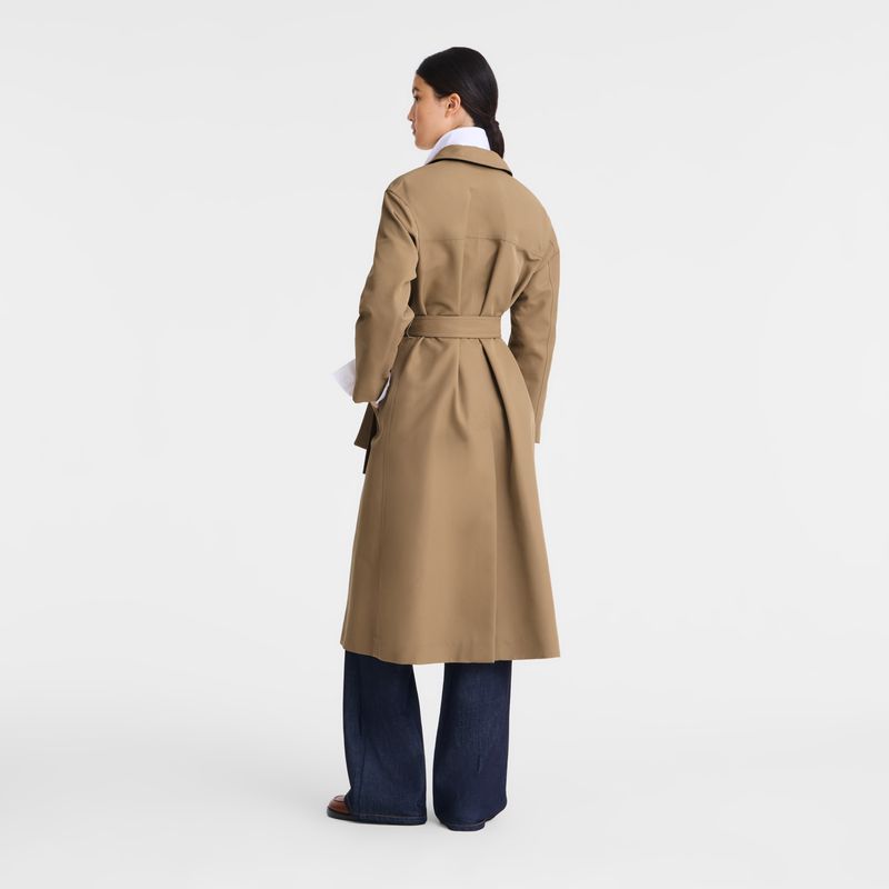 Longchamp Gabardine Trenchcoat Damen Braun | Deutschland-316THMRWU