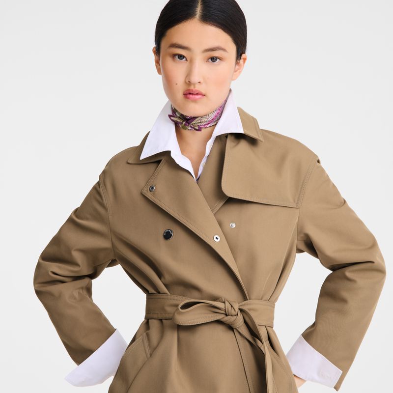 Longchamp Gabardine Trenchcoat Damen Braun | Deutschland-316THMRWU
