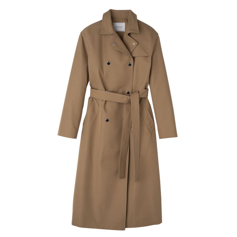 Longchamp Gabardine Trenchcoat Damen Braun | Deutschland-316THMRWU