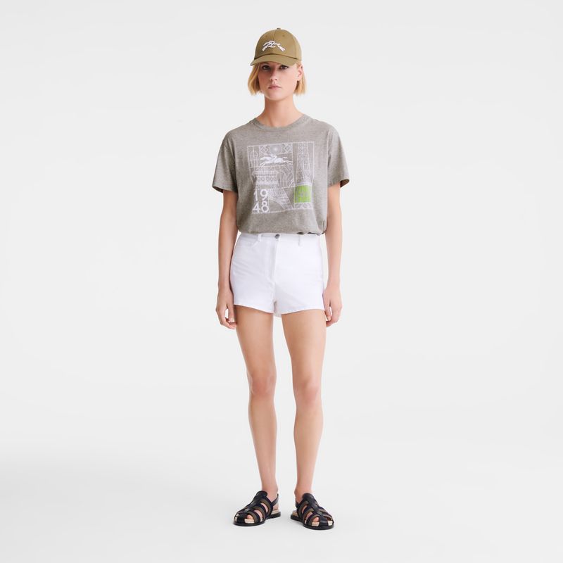 Longchamp Jersey T-shirt Damen Grau | Deutschland-463GAUWJF