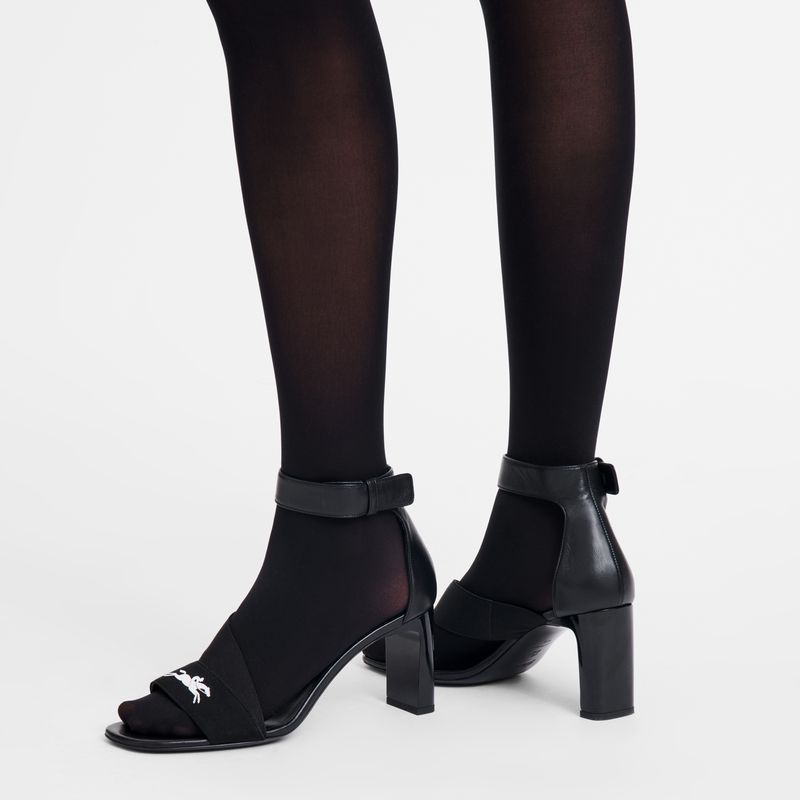 Longchamp La Baronne Heeled Sandalen Damen Schwarz | Deutschland-623HCDTWZ