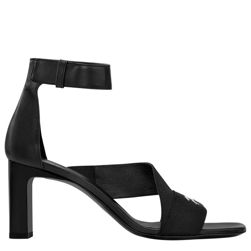 Longchamp La Baronne Heeled Sandalen Damen Schwarz | Deutschland-623HCDTWZ