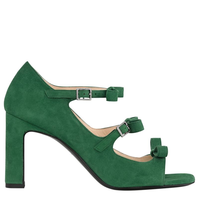 Longchamp La Baronne Sandalen Damen Grün | Deutschland-194NYRIVD