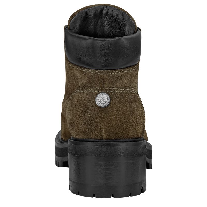 Longchamp La Baroudeuse Low Stiefel Damen Olivgrün | Deutschland-387DGXHTE
