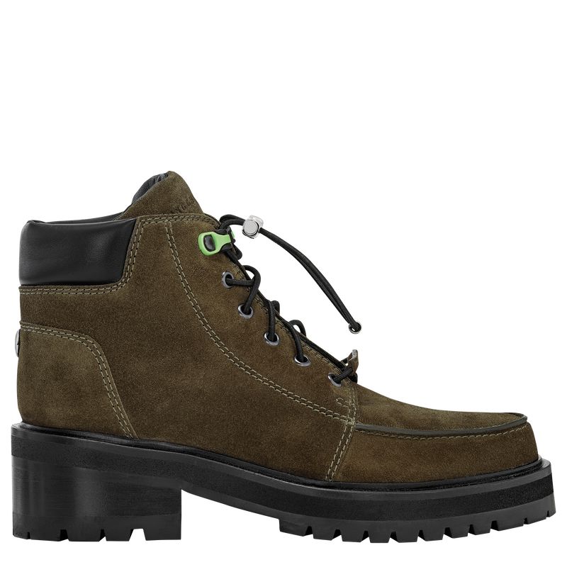 Longchamp La Baroudeuse Low Stiefel Damen Olivgrün | Deutschland-387DGXHTE