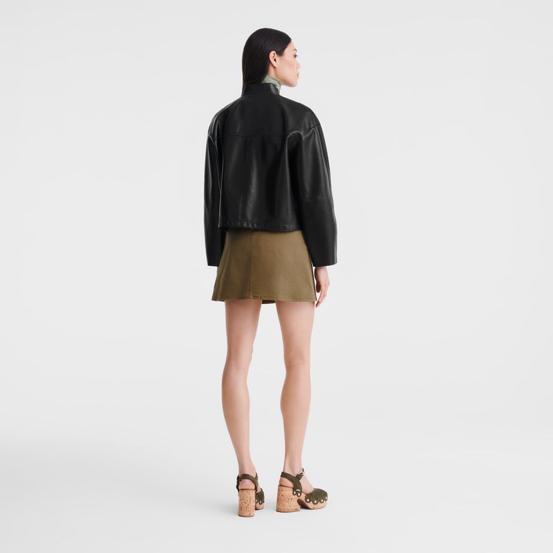 Longchamp Lambskin Jacke Damen Schwarz | Deutschland-036IGOKNS
