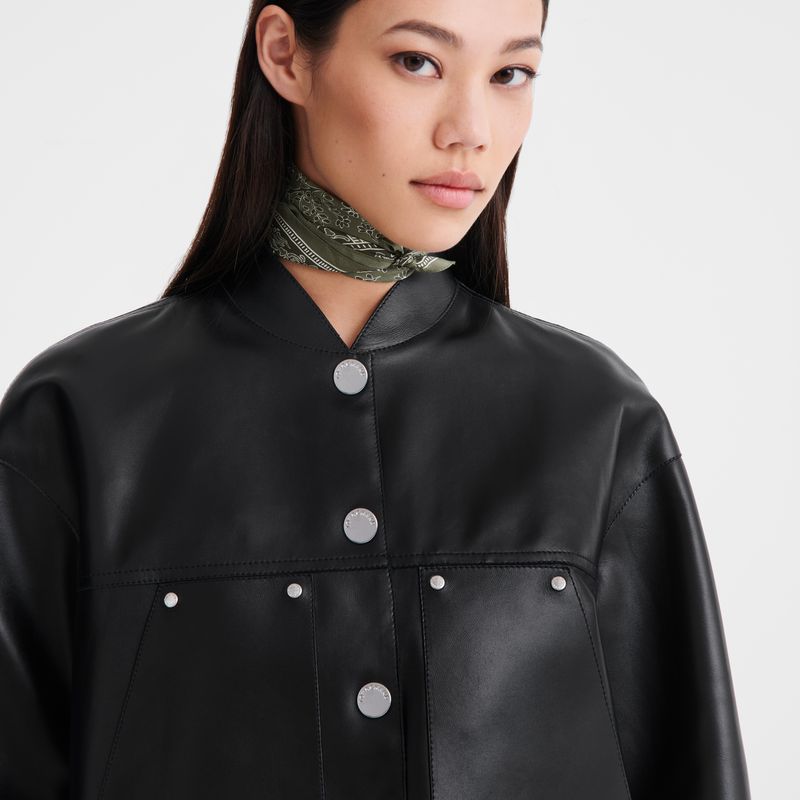 Longchamp Lambskin Jacke Damen Schwarz | Deutschland-036IGOKNS