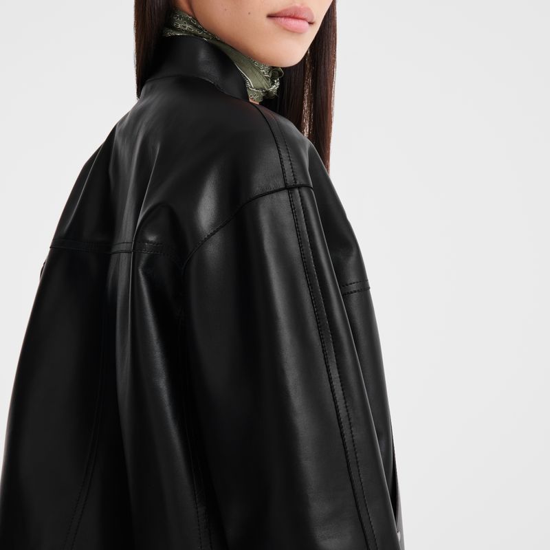 Longchamp Lambskin Jacke Damen Schwarz | Deutschland-036IGOKNS