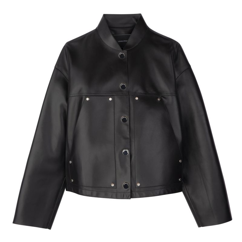 Longchamp Lambskin Jacke Damen Schwarz | Deutschland-036IGOKNS
