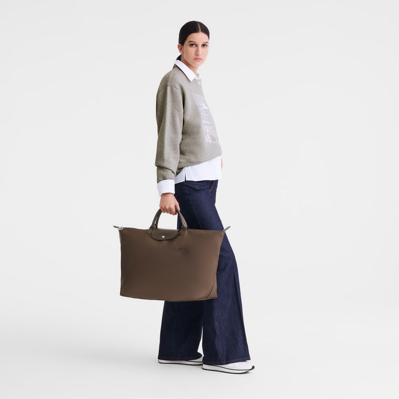 Longchamp Le Pliage Green L Reisetasche Herren Dunkelbraun | Deutschland-736GJLAVC