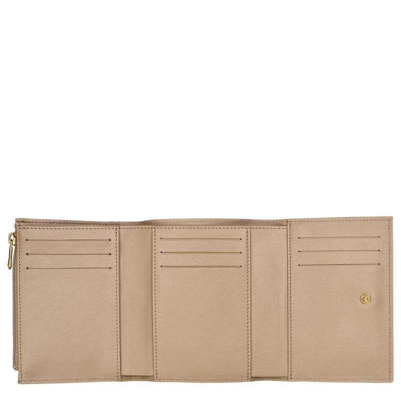 Longchamp Le Roseau Compact Geldbörse Damen Beige | Deutschland-164UYKARL