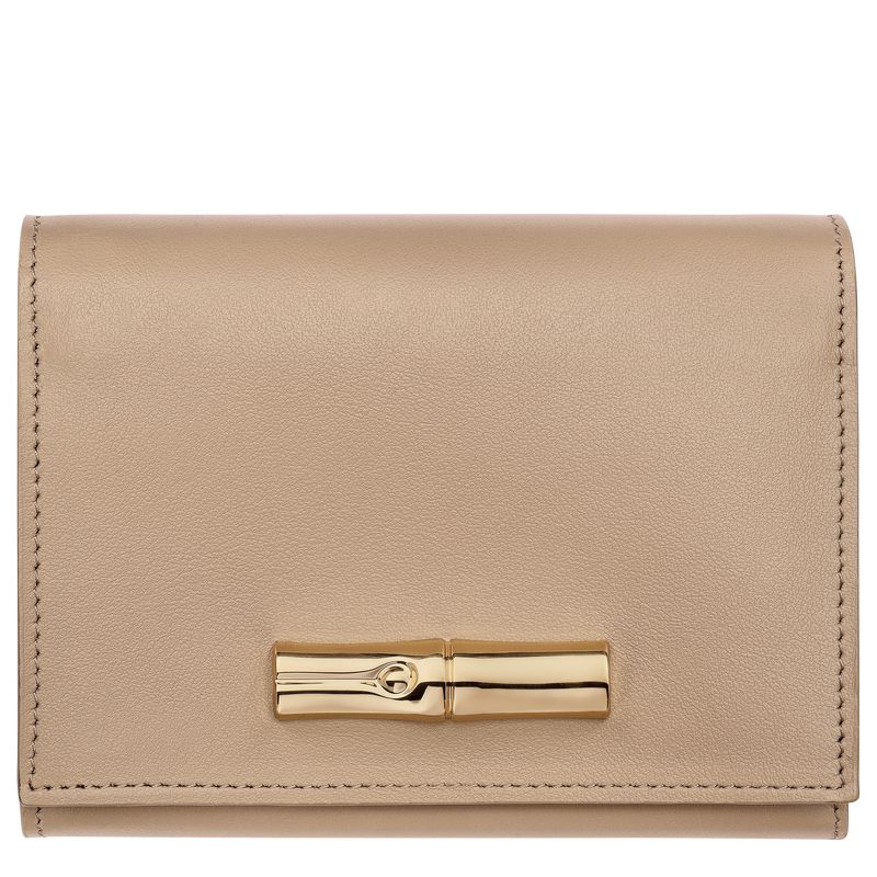 Longchamp Le Roseau Compact Geldbörse Damen Beige | Deutschland-164UYKARL