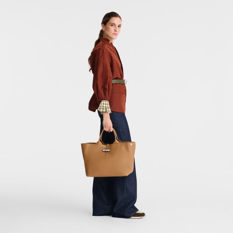 Longchamp Le Roseau L Handtasche Damen Braun | Deutschland-962UKPODM