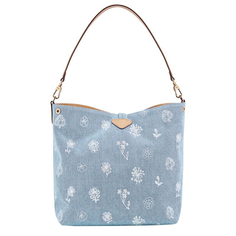 Longchamp Le Roseau M Hobo Tasche Damen Blau | Deutschland-531KNTWZP