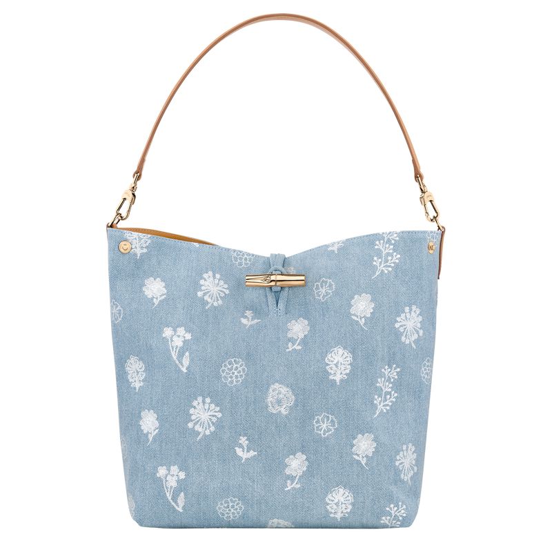 Longchamp Le Roseau M Hobo Tasche Damen Blau | Deutschland-531KNTWZP