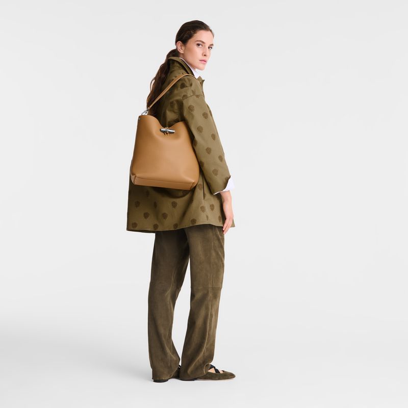 Longchamp Le Roseau M Shoulder Bag Schultertasche Damen Braun | Deutschland-219BJTKSZ