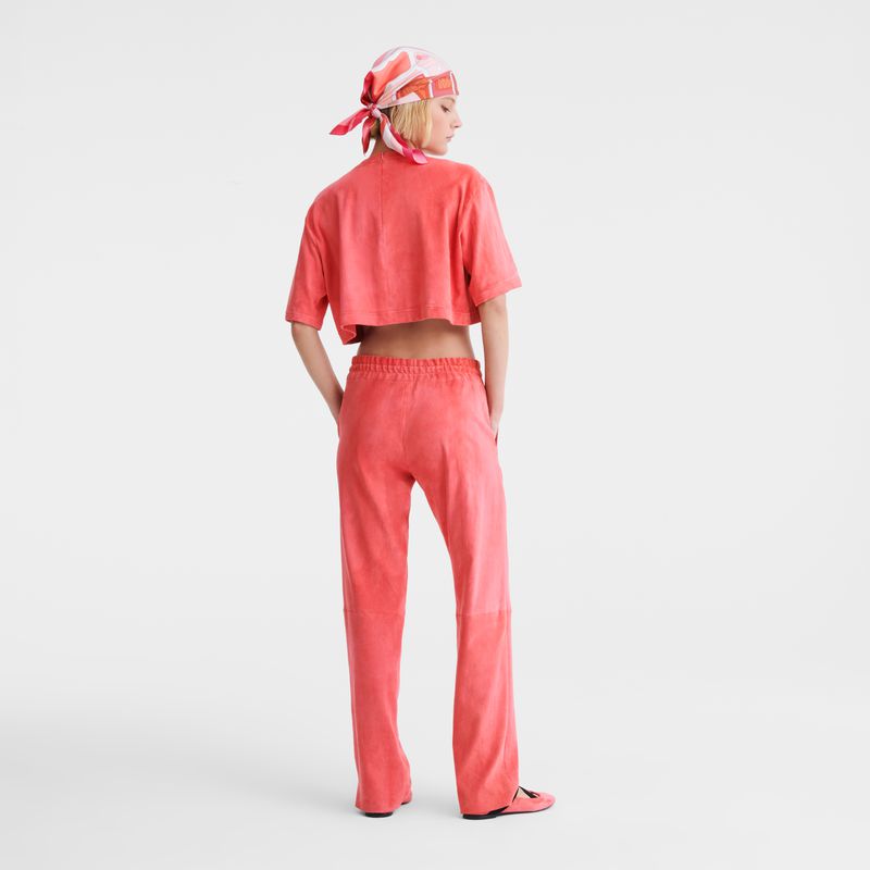 Longchamp Leather Crop Oberteil Damen Rosa | Deutschland-728OQEJPU