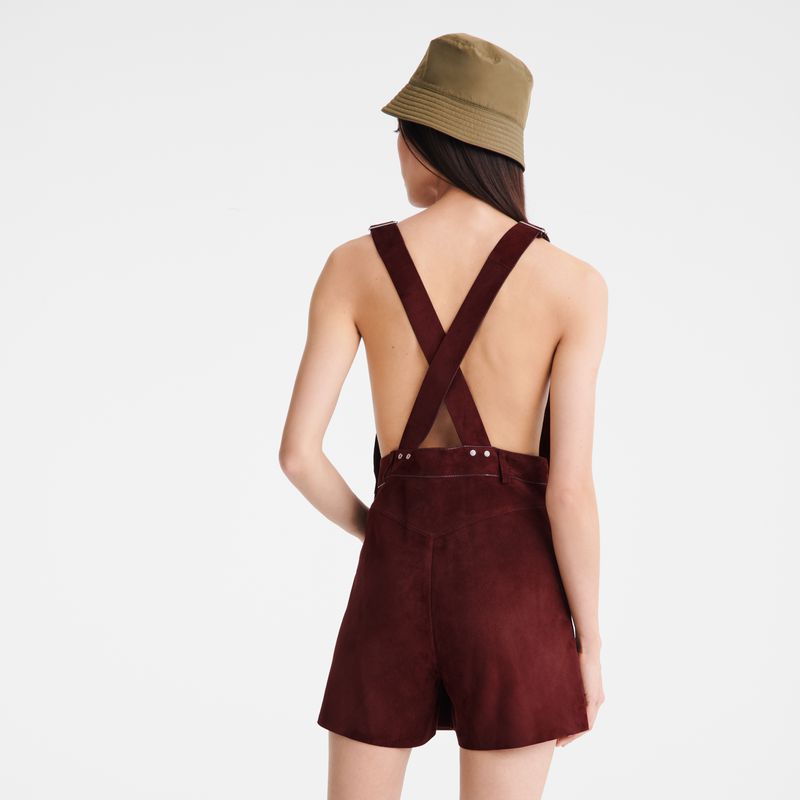 Longchamp Leather Jumpsuit Damen Bordeaux | Deutschland-039OBTAEF