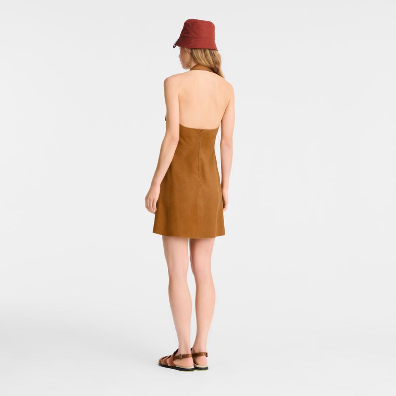 Longchamp Leather Kleid Damen Braun | Deutschland-794TOWHAG