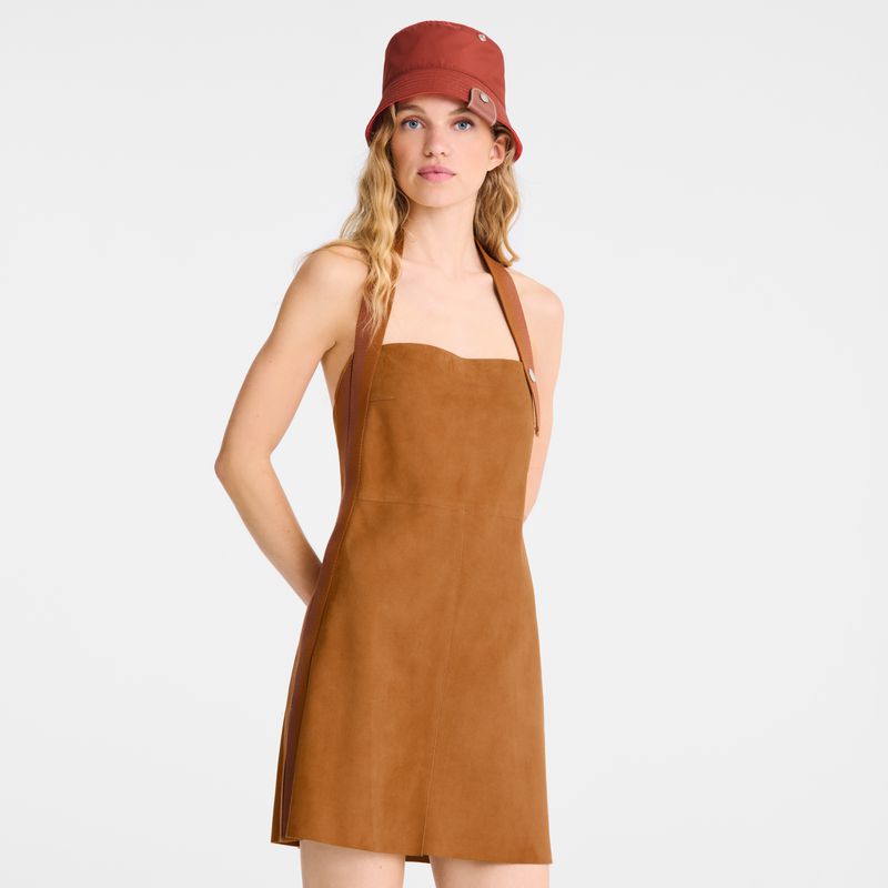 Longchamp Leather Kleid Damen Braun | Deutschland-794TOWHAG