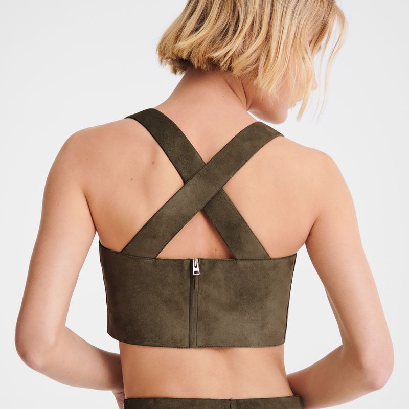 Longchamp Leather Oberteil Damen Khaki | Deutschland-625VDPYXT