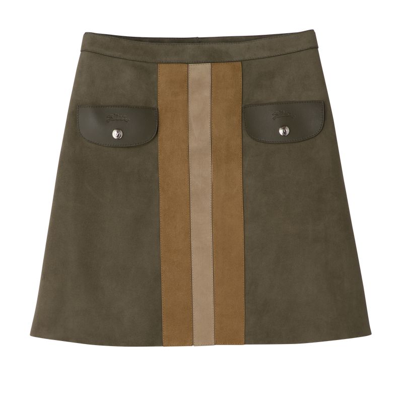 Longchamp Leather Röcke Damen Khaki | Deutschland-523OGFCNZ