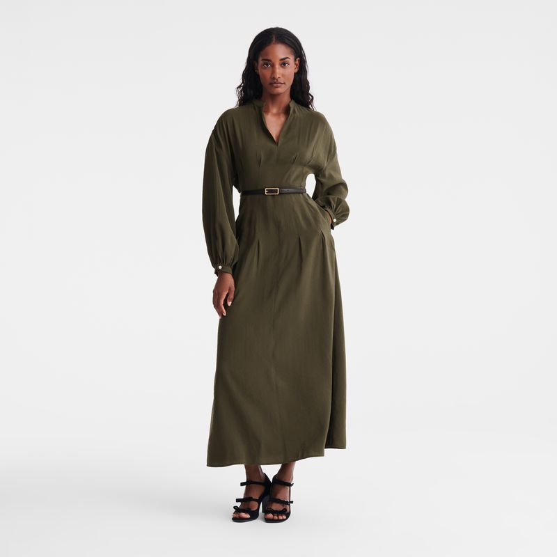 Longchamp Long Kleid Damen Khaki | Deutschland-679ZYSUTL