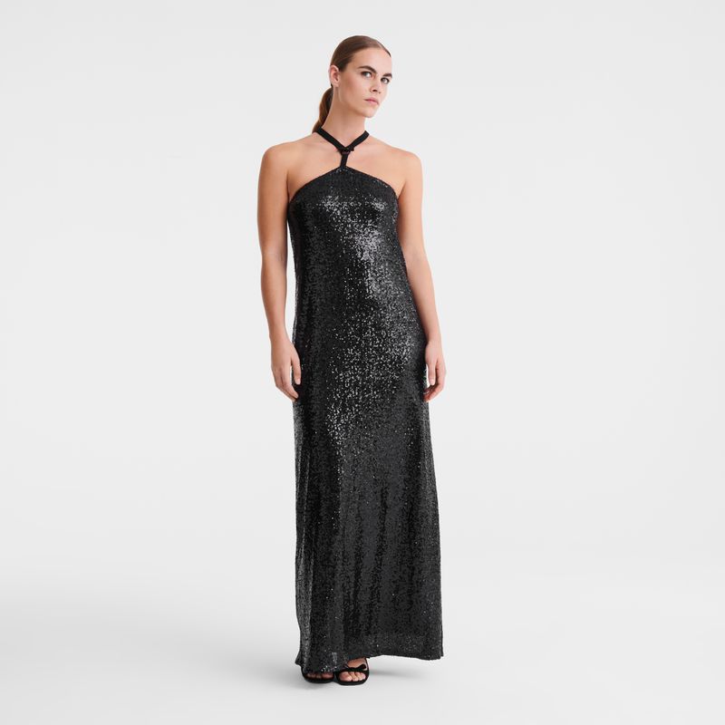 Longchamp Long Kleid Damen Schwarz | Deutschland-692XMLEBW