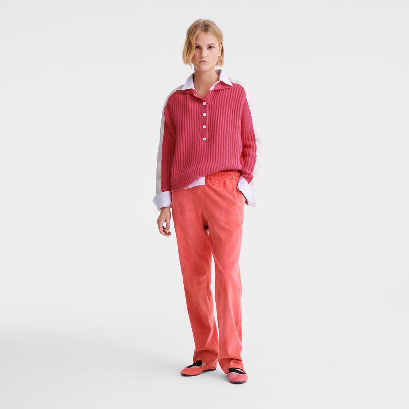 Longchamp Polo Collar Pullover Damen Rosa | Deutschland-612UMILZQ