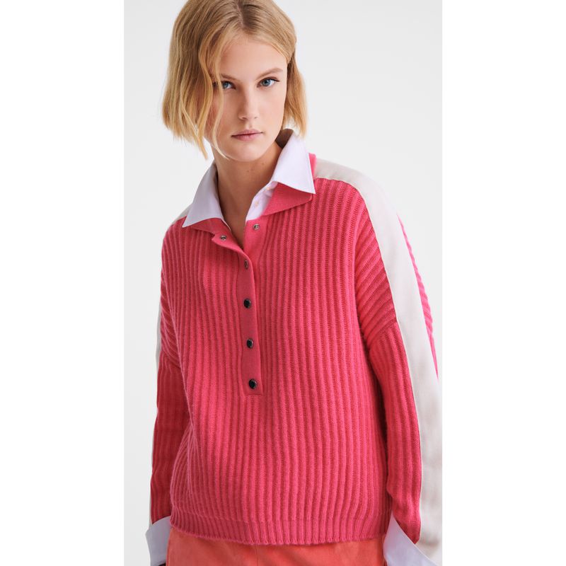 Longchamp Polo Collar Pullover Damen Rosa | Deutschland-612UMILZQ