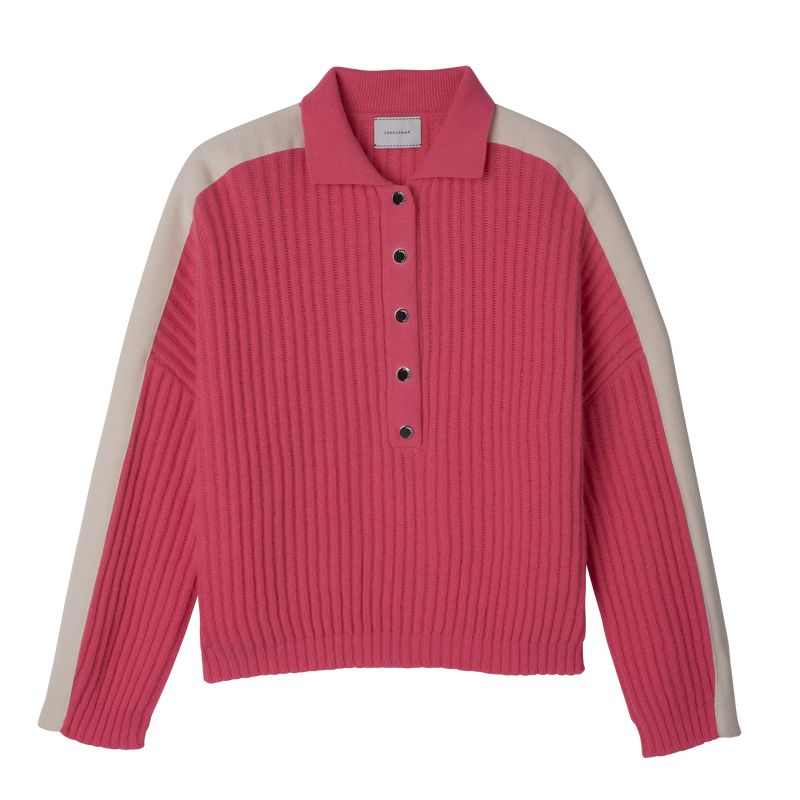 Longchamp Polo Collar Pullover Damen Rosa | Deutschland-612UMILZQ