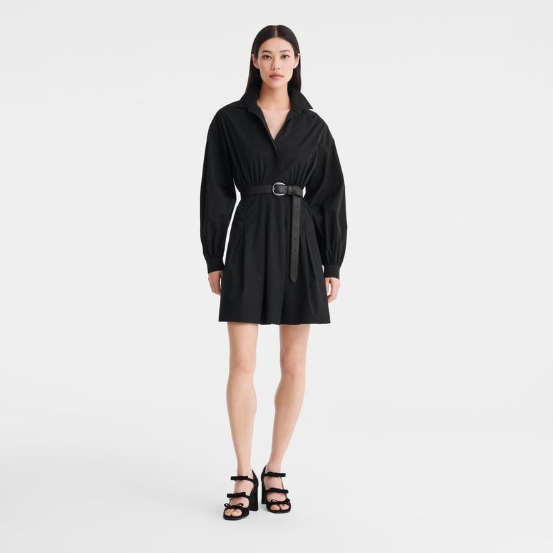 Longchamp Popelin Kleid Damen Schwarz | Deutschland-681LCAYHS