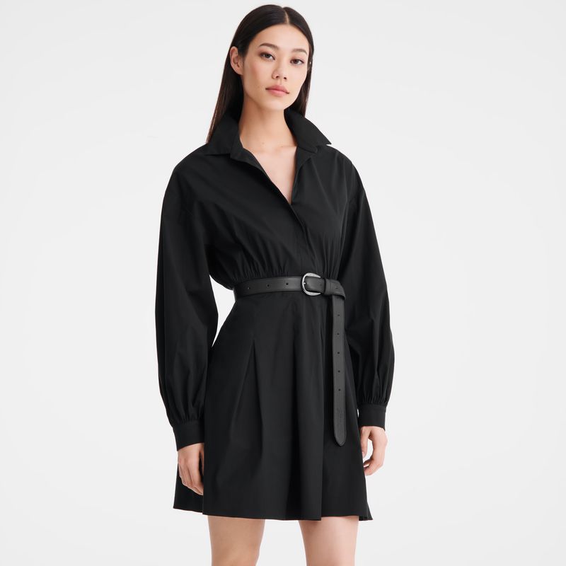Longchamp Popelin Kleid Damen Schwarz | Deutschland-681LCAYHS
